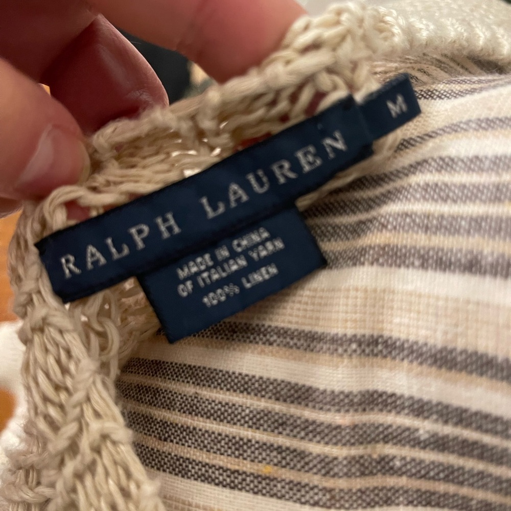 Ralph Lauren Cream Knit Open-Weave 100% Italian Linen Sweater. - Picture 3 of 5